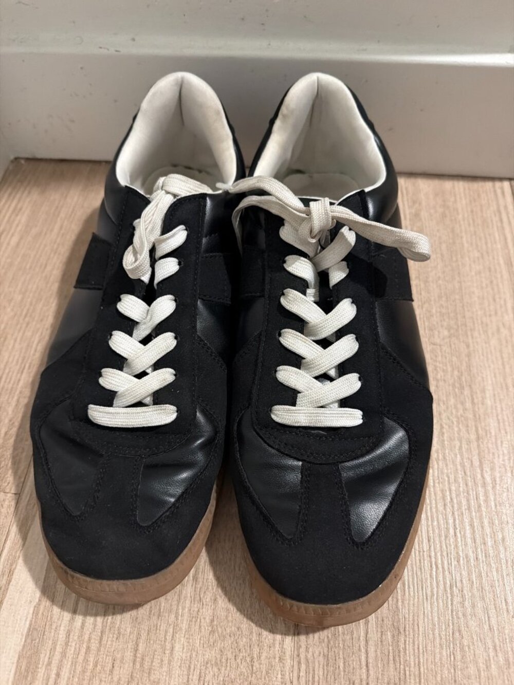 Project Cloud Mens Black Leather Retro Court Sneakers GAT Style